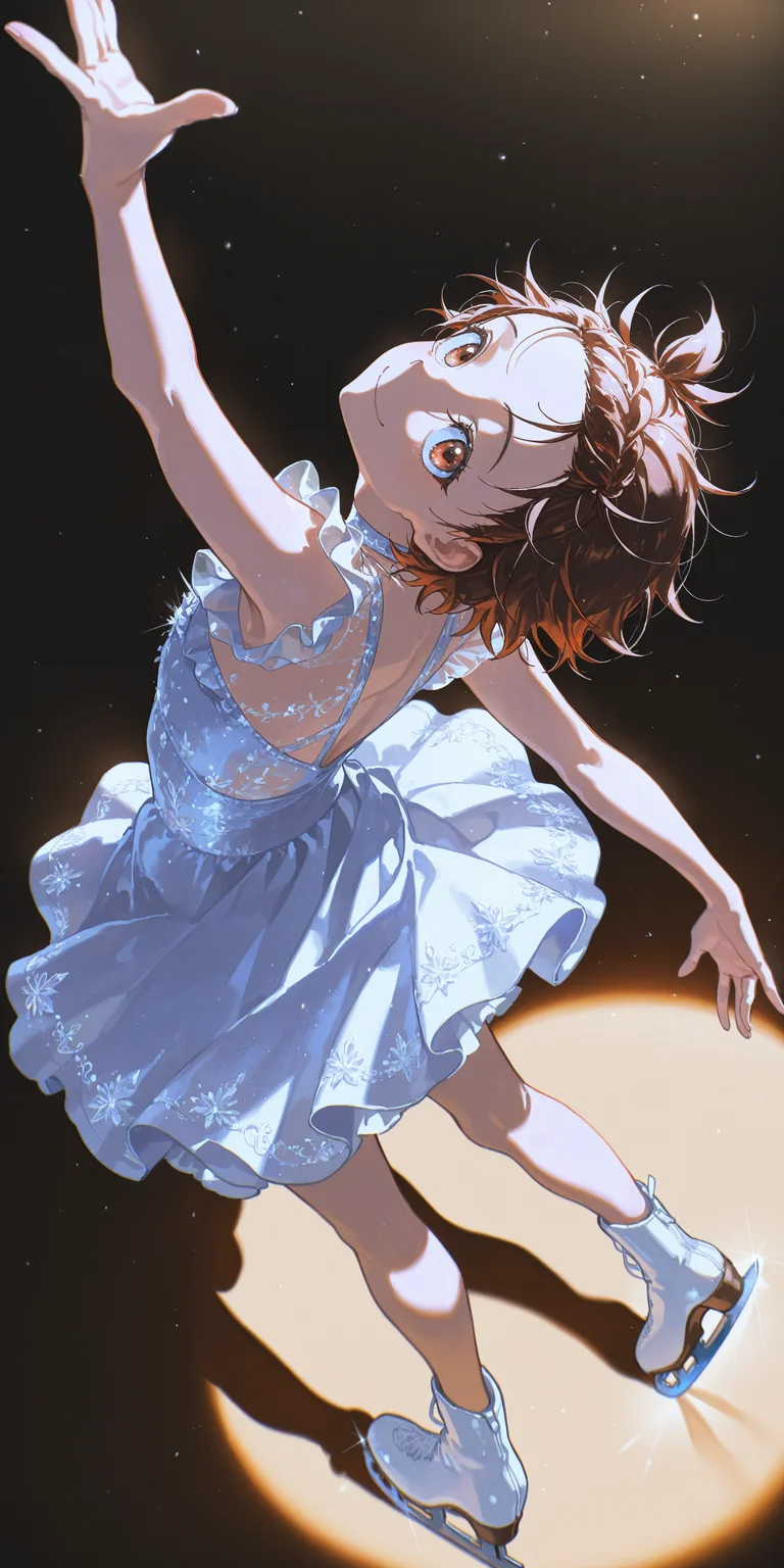 masterpiece, best quality, absurdres, safe
1girl, yuitsuka inori, ice skates, smile, closed mouth, dress, dancing, looking back, looking up, from above, from side, [:open hand:0.1], leg up, [:arm at side:0.8],
dark background, perspective, spotlight,
artist:yoneyama mai
<lora:ice_skates_il_1_d16:1>
<lora:il_color_temp_slider_d1:2>