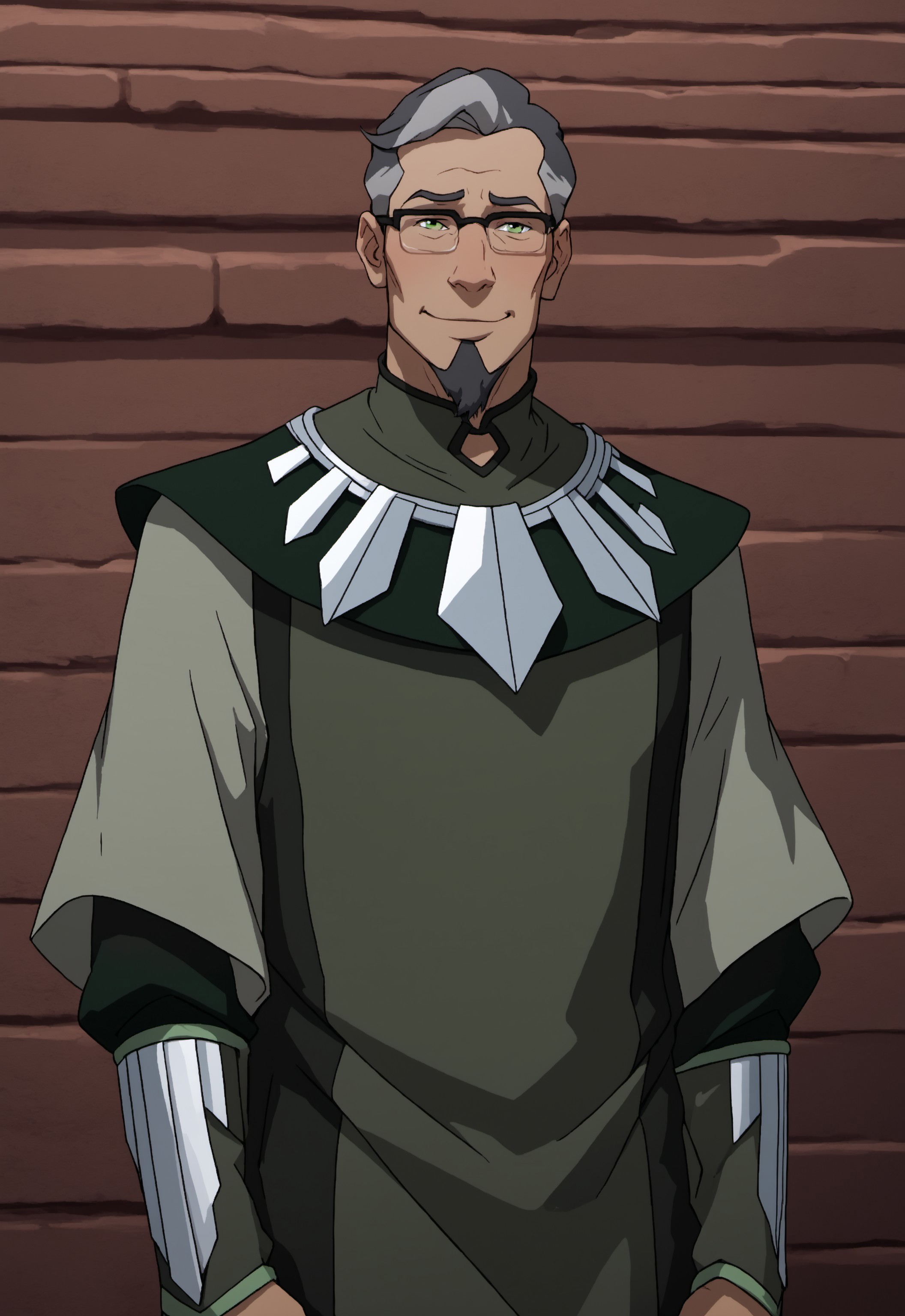 safe_pos, safe_pos, score_9, score_8_up, rating_nsfw, ultra hd, absurdres, best quality, best aesthetic, masculine, hand with five fingers, solo, 1boy, male focus, perfect proportions, erotic, mature male,

LOKBataar, facial hair, glasses, green eyes, grey hair, green clothes, jewelry, looking at viewer, flirty smile, horny, in heat, lewd face, portrait, outside