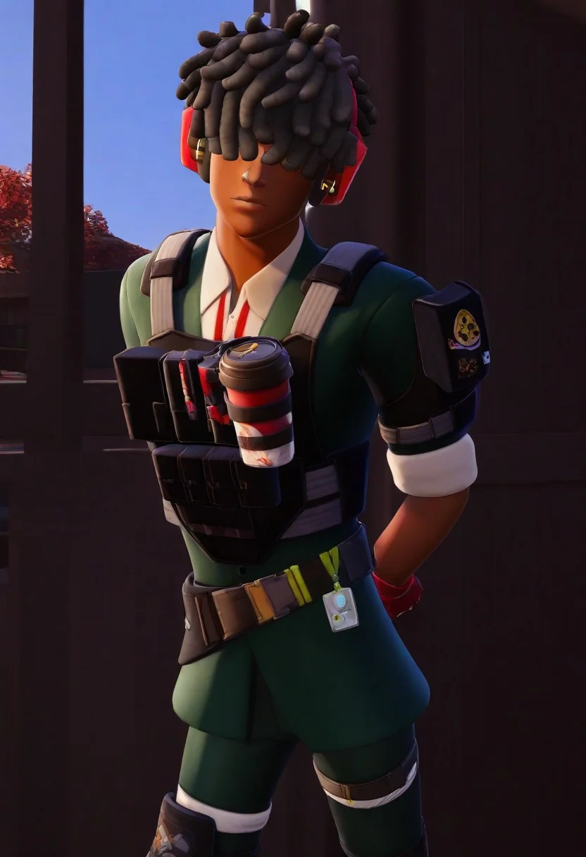 score_9, score_8_up, score_7_up, score_6_up, score_5_up, score_4_up, BREAK <lora:Lunas-FortniteStyle-SDXL-A1:1>,toned male, 1boy, daylight, face focus, good looking face, accurate face, face detail, 3d,
kwame, dark skin, afro locs hairstyle, red over‑ear headphones, (green slim‑fit suit), black tactical vest, red fingerless gloves, white futuristic boots, modern weapons belt, ingame
office, posing, dramatic lighting, dynamic pose, dramatic scene, full body view, accurate shadows, ((hands behind back, standing)), turned to the viewer, looking at viewer, volumetric lighting,