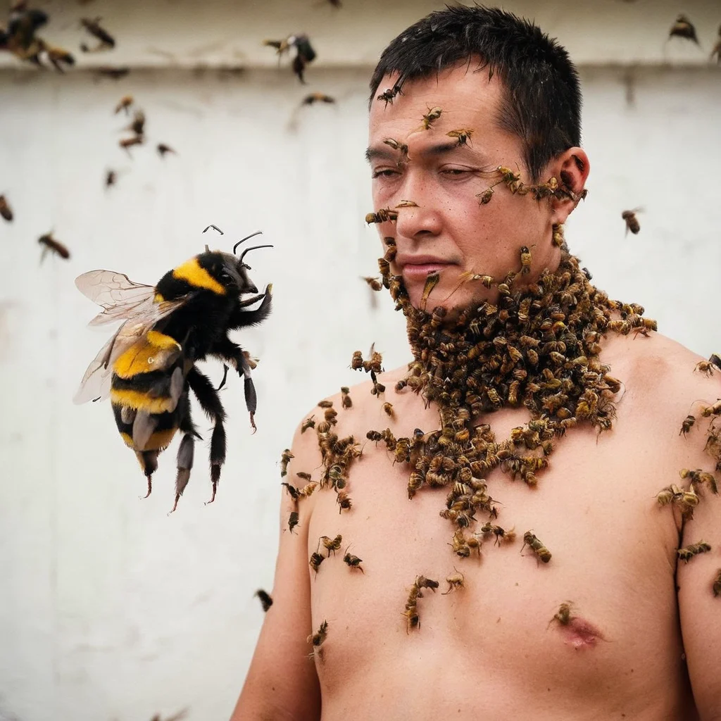 man with bee <lora:SDXL_bee_Sa_May_V11:1>