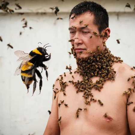 man with bee <lora:SDXL_bee_Sa_May_V11:1>