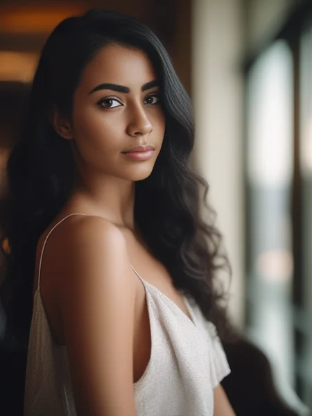 desilatte, woman, natural lighting, high resolution, film grain, studio quality, in a hotel lobby, full body, black hair, detailed pretty face, <lora:DesiCoffeeSDXL:0.3>