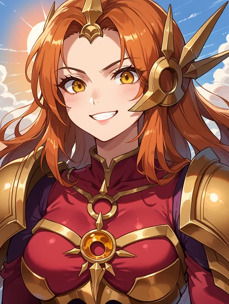 score_9, score_8_up, score_7_up,source_anime,BREAK,
Leona_League_of_legends, portrait, smile, sun, yellow eyes, armor, red shirt, close-up, golden armor,
<lora:Leona_League_of_legends:1>