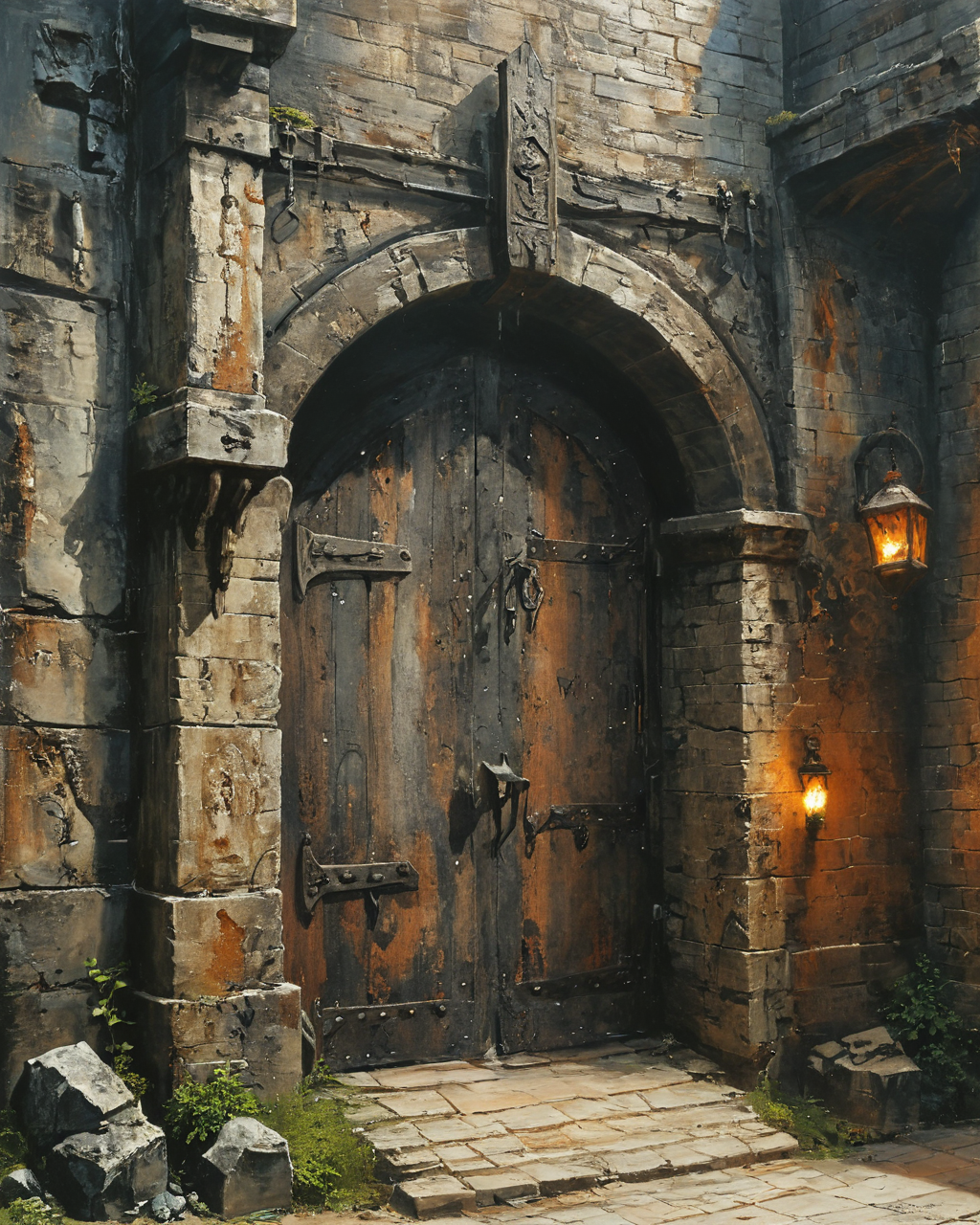 Castle Gate, dungeon and dragons art, by ufotable  <lora:add-detail-xl:0.75>  <lora:xl_more_art-full_v1:0.5>