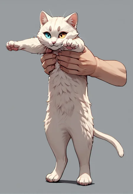 score_9, score_8_up, score_7_up, source_photo, rating_safe, IncrsXLLCM, full body, holding animal, GrubCat, heterochromia, simple background