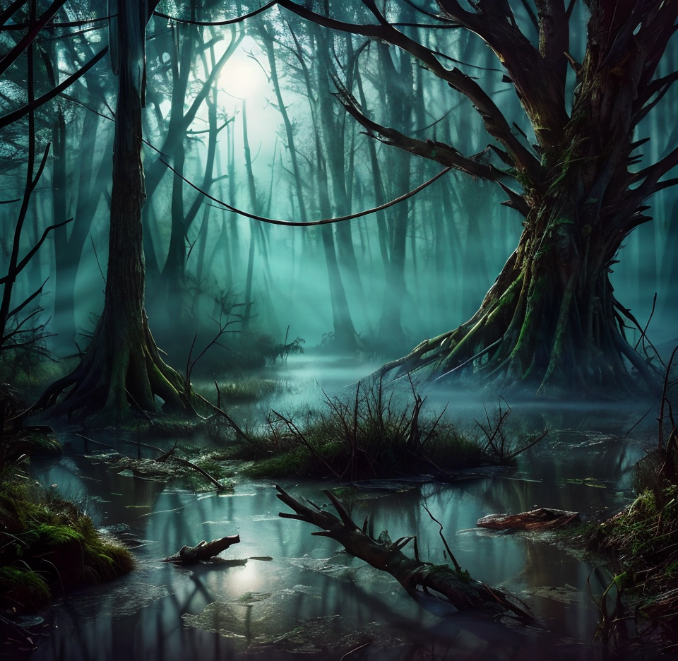 (masterpiece:1.2), (best quality,:1.2), 8k, HDR, ultra detailed, ((photorealistic)), professional light, cinematic lighting, fashion photography, ambient lighting, a dangerous swamp, dead trees, fog, magical moonlight, <lora:detail_slider_v4:3>, FanSwa, <lora:FantasySwamps-10:1>, ((perfect hands)), epiCPhoto
