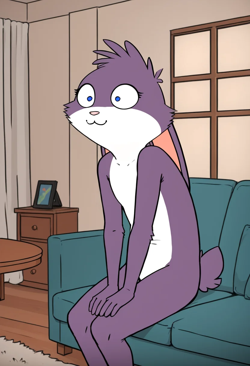 score_9, score_8_up, score_8, <lora:Amy_Bedfellows_for_PonyXL:0.8> furry female, 1girl, 4my, blue eyes, animal ears, sitting on couch, living room, window,