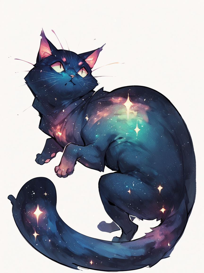 score_9, score_8_up, score_7_up, score_6_up, score_5_up, <lora:galaxyXLP:1> galaxy, cat, white background, feral, solo
