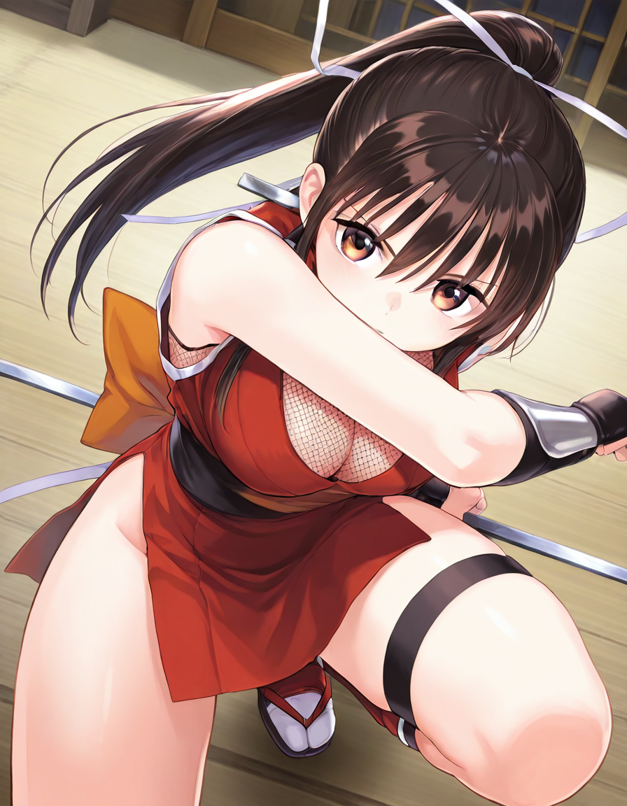 score_9, score_8_up, score_7_up, game cg, solo, 1girl, one girl,
 <lora:mitama_ran:0.8>,black hair, brown eyes, ponytail, ninja, japanese clothes, 
sensitive,
dynamic angle, dynamic pose,
(masterpiece:1.3), best quality, high resolution, unity 8k wallpaper, extremely detailed CG, 8K,