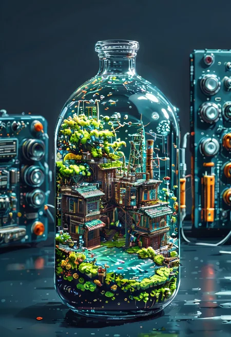 1 girl,Clothes in the shape of bacteria, render,technology, (best quality) (masterpiece), (highly in detailed), 4K,Official art, unit 8 k wallpaper, ultra detailed, masterpiece, best quality, extremely detailed,CG,low saturation, as style, line art