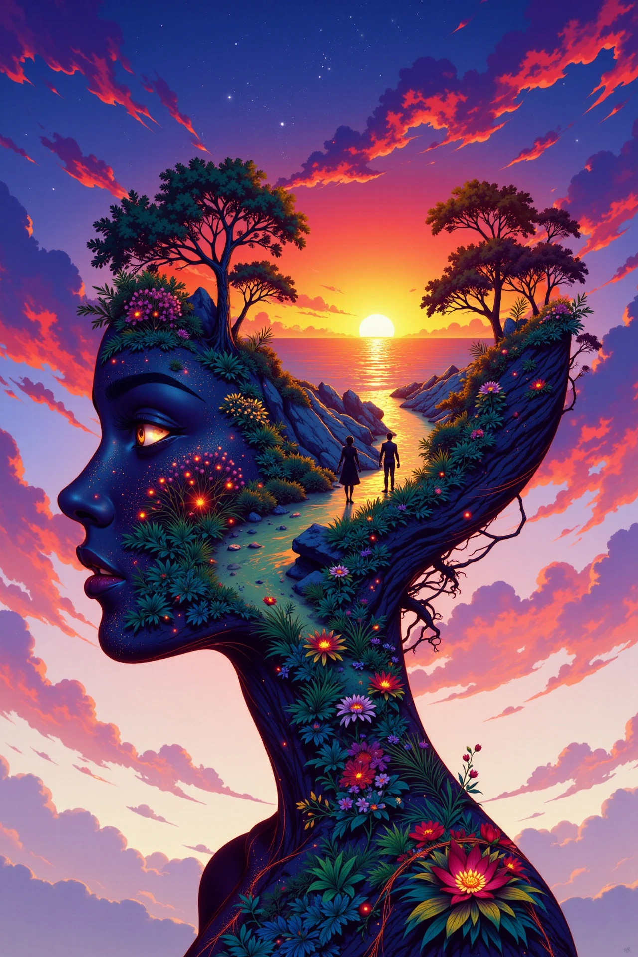 woman head beautiful  landscape, sunset, woman, very intricate, very detailed, sharp, bright, colorful, <lora:Hand v2:0.5> <lora:Anti-Blur:1><lora:Insane Detail Slider:0.25>  <lora:flux.1_lora_flyway_Epic-detail_v2:0.3> <lora:fluxenhancer:0.25> <lora:ROWER:0.8> <lora:Anime art - Variant 3:0.6> Anime art