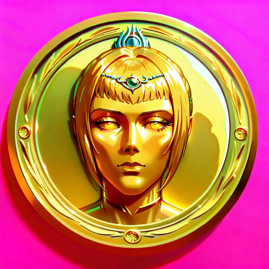masterpiece, best quality, newest, absurdres, highres, anime, anime style, TheC0in, objectification, 
TheC0in-golden, gold, golden coin, coin, made of gold, golden skin, golden hair,
1girl, shadowheart \(baldur's gate\),
