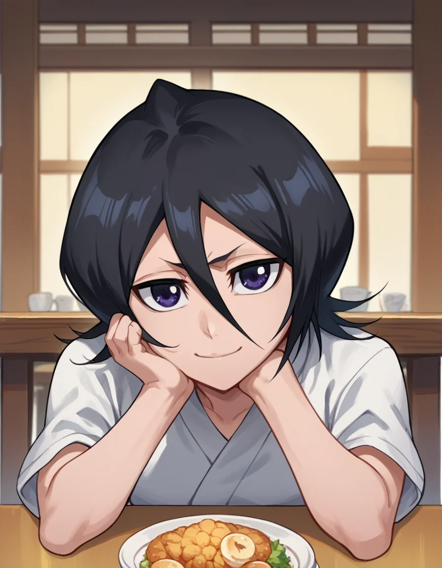 score_9, score_8_up, score_7_up, source_anime, <lora:rukia-kuchiki-ponyxl-lora-nochekaiser:1>, rukia kuchiki, black hair, hair between eyes, purple eyes, short hair, <lora:pov-across-table-ponyxl-lora-nochekaiser:1> pov across table, pov dating, restaurant, table, meal, care, cup, head rest, smile, elbow on table, food, elbow rest, ,