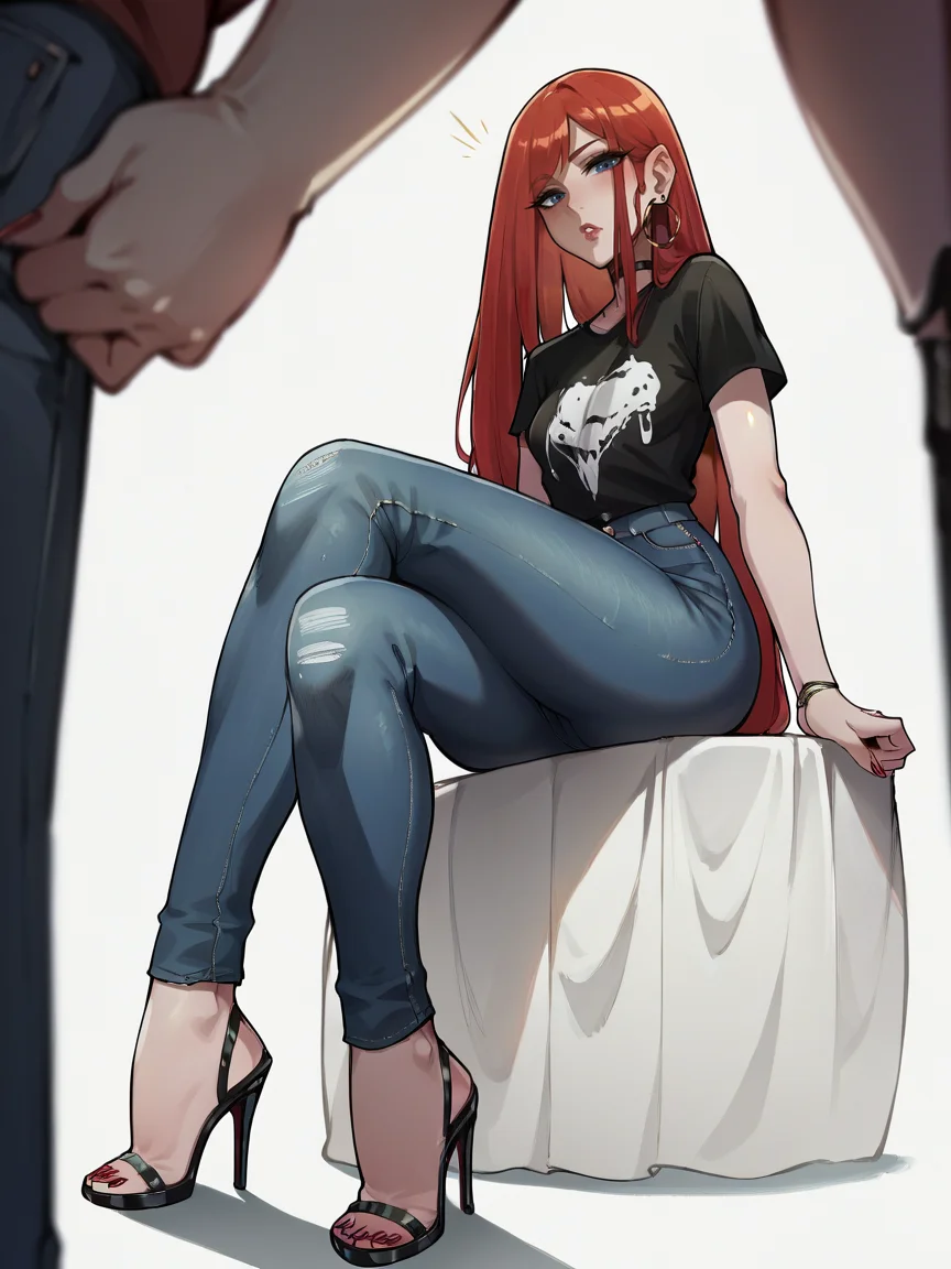 score_9, score_8_up, score_7_up, score_6_up, score_5_up,  <lora:aeliondXLP:1> aeliond, 1girl, jeans, high heels, long hair, t-shirt,