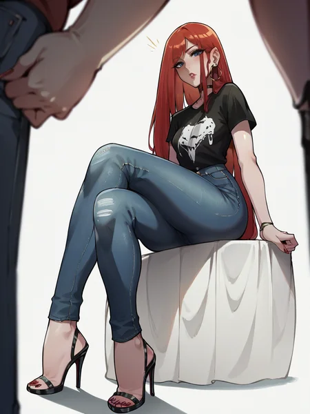 score_9, score_8_up, score_7_up, score_6_up, score_5_up, <lora:aeliondXLP:1> aeliond, 1girl, jeans, high heels, long hair, t-shirt,