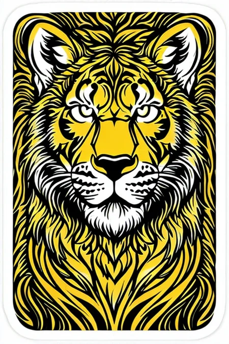 leo animal ((stickers)) retro (high quality) <lora:stickersAnimeStyle_v10:0.6>, closeup