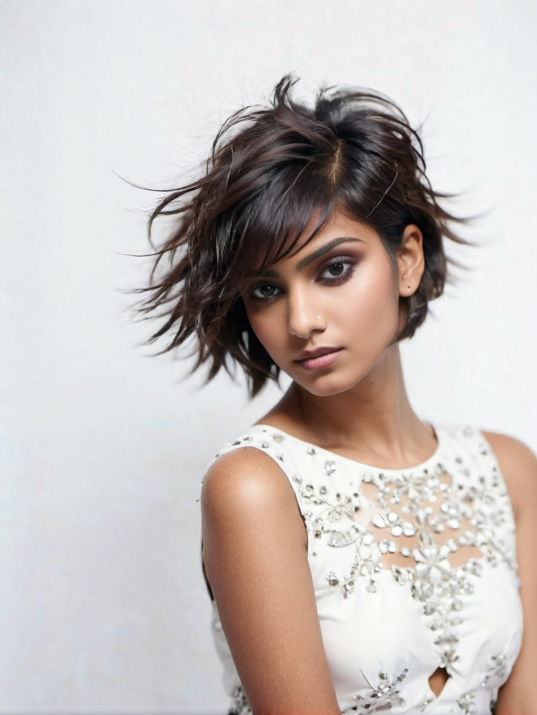 desimocha woman, messy short hair, kaleidostick, white matte background <lora:DesiCoffee_LoKr_V2_SDXL-step00002000:1>