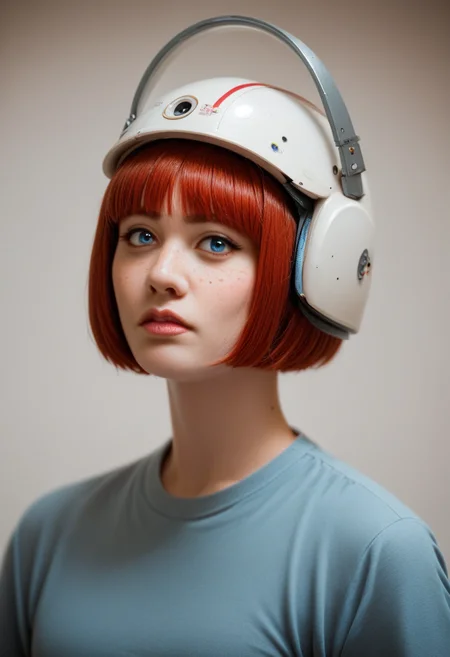 Portrait, score_9, score_8_up, score_7_up, score_6_up, score_5_up, score_4_up,
<lora:AlienorXL:0.8> AlienorXL, solo,
1girl, redhair, freckles, <lora:PerfectEyesXL:0.8> perfecteyes, blue eyes, bob cut, Halo eye, Retro swim short, Mechanic shirt, Aviation Helmet,, Tragus piercing, , Contemplation expression, Kyokushin Karate Stance, Abstract compositions in the background , Fashion lighting,Close up , Cross-Processing Saturation, <lora:Photo 2 Style SDXL_LoRA_Pony Diffusion V6 XL:0.8> raw, photo, realistic,