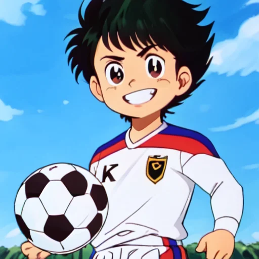 {{{{{m{{{{{masterpiece}}}}}} {{{{{high indicrated details}}}}} , soccer boy,green  soccer trikot, , best quality, anime, simple background, look in camera, 8 K, High Quality, cheeky smile
 <lora:Gregor_Kickers:1>Gregor, Kickers, Black Hair