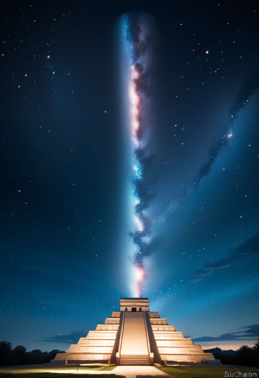 score_9, score_8_up, score_8, medium breasts, (curvy), cute, eyelashes,     
BREAK,
zzChichenItza in background,
no humans, night, building, star (sky), night sky, starry sky, milky way,
zPDXL,