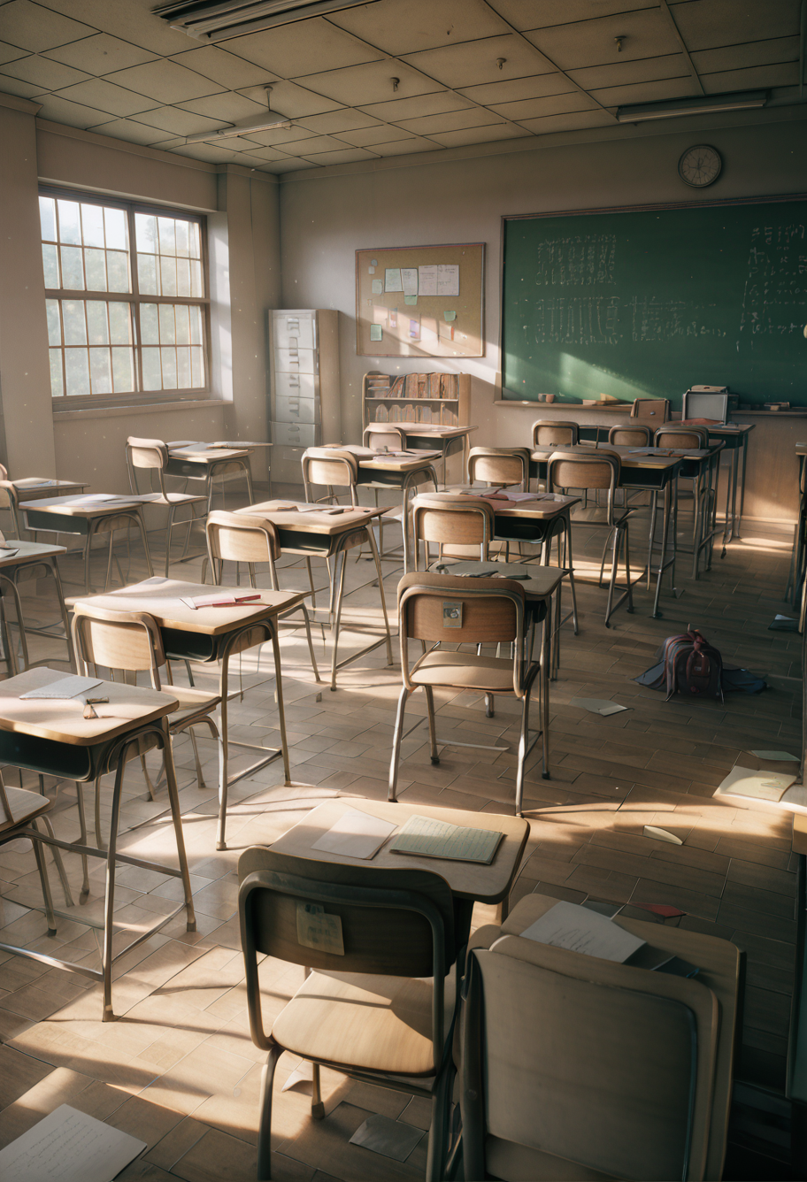 ,ruanyi1125,school,classroom,
sailor,pleated skirt,6+girls,white shirt,red bow,<lora:1125 Old Classroom_v1_pony:1>, score_9,score_8_up,score_7_up,,8k,1girl,solo,,