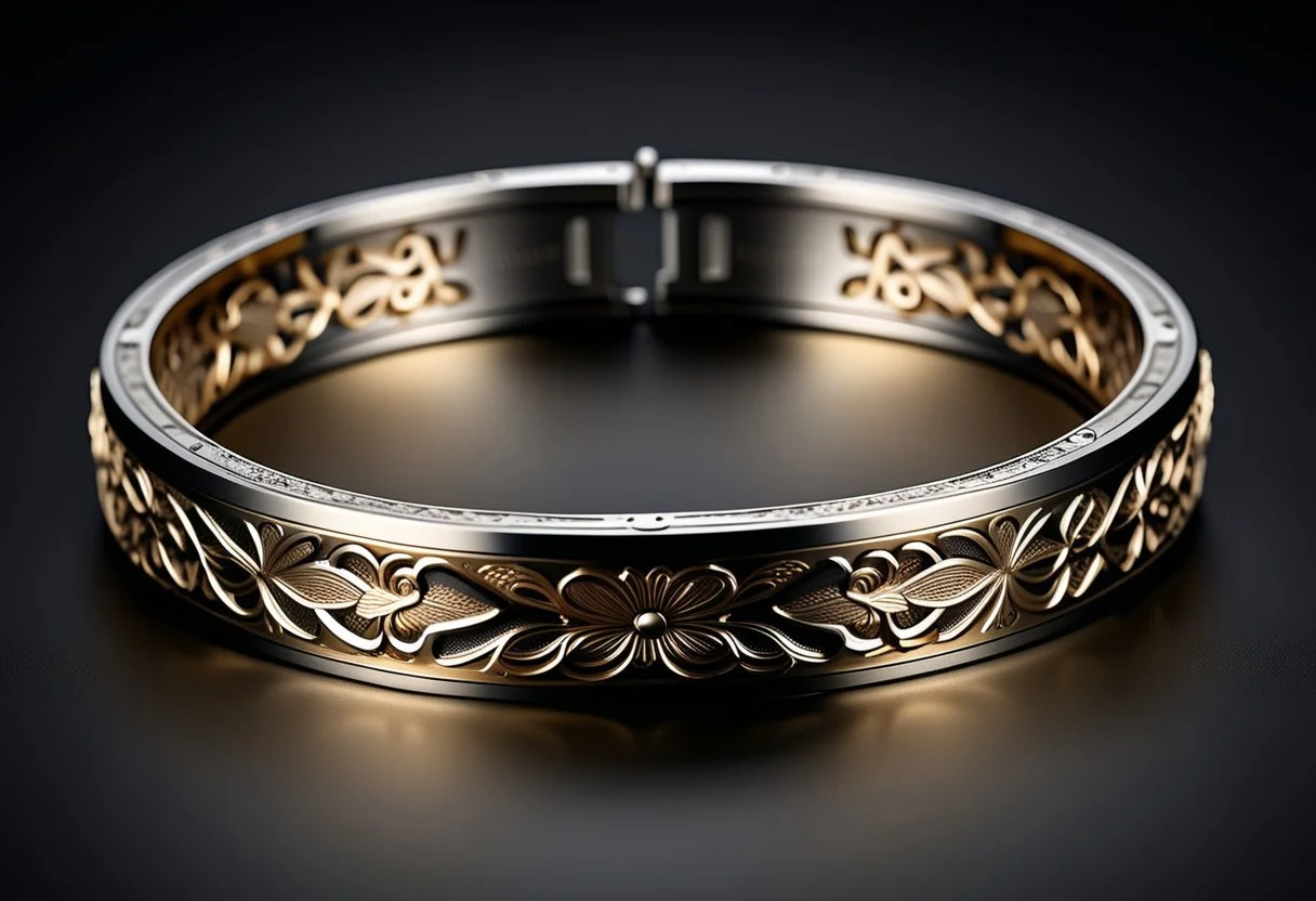 Jewelry photography, cartier style, highly detailed product photo, keyshot product render
BREAK
Beautiful photo of closed collar engraved with titanium filigree, laying on a table,
BRSAK
Black background
