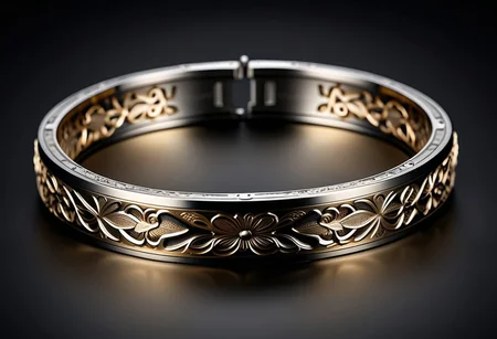 Jewelry photography, cartier style, highly detailed product photo, keyshot product render
BREAK
Beautiful photo of closed collar engraved with titanium filigree, laying on a table,
BRSAK
Black background