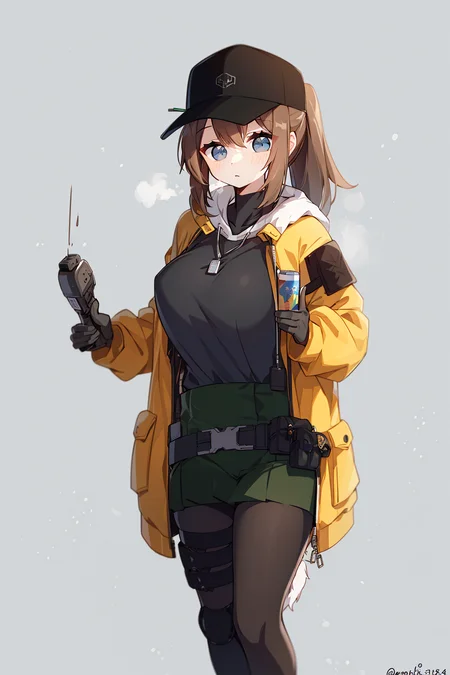 1girl,unparalleled masterpiece, mature female, ((thick thighs, huge chest, mature, adult))

girls'_frontline, tom_clancy's_the_division, dima_(girls'_frontline), beruko14, 1girl, baseball_cap, black_headwear, black_pantyhose, blue_eyes, blush, boots, breasts, brown_hair, gloves, green_skirt, hat, holding, jacket, long_hair, long_sleeves, looking_at_viewer, miniskirt, pantyhose, ponytail, simple_background, skirt, solo, twitter_username, white_background, yellow_jacket
 <lora:dimaGirlsFrontline_10:0.6>
