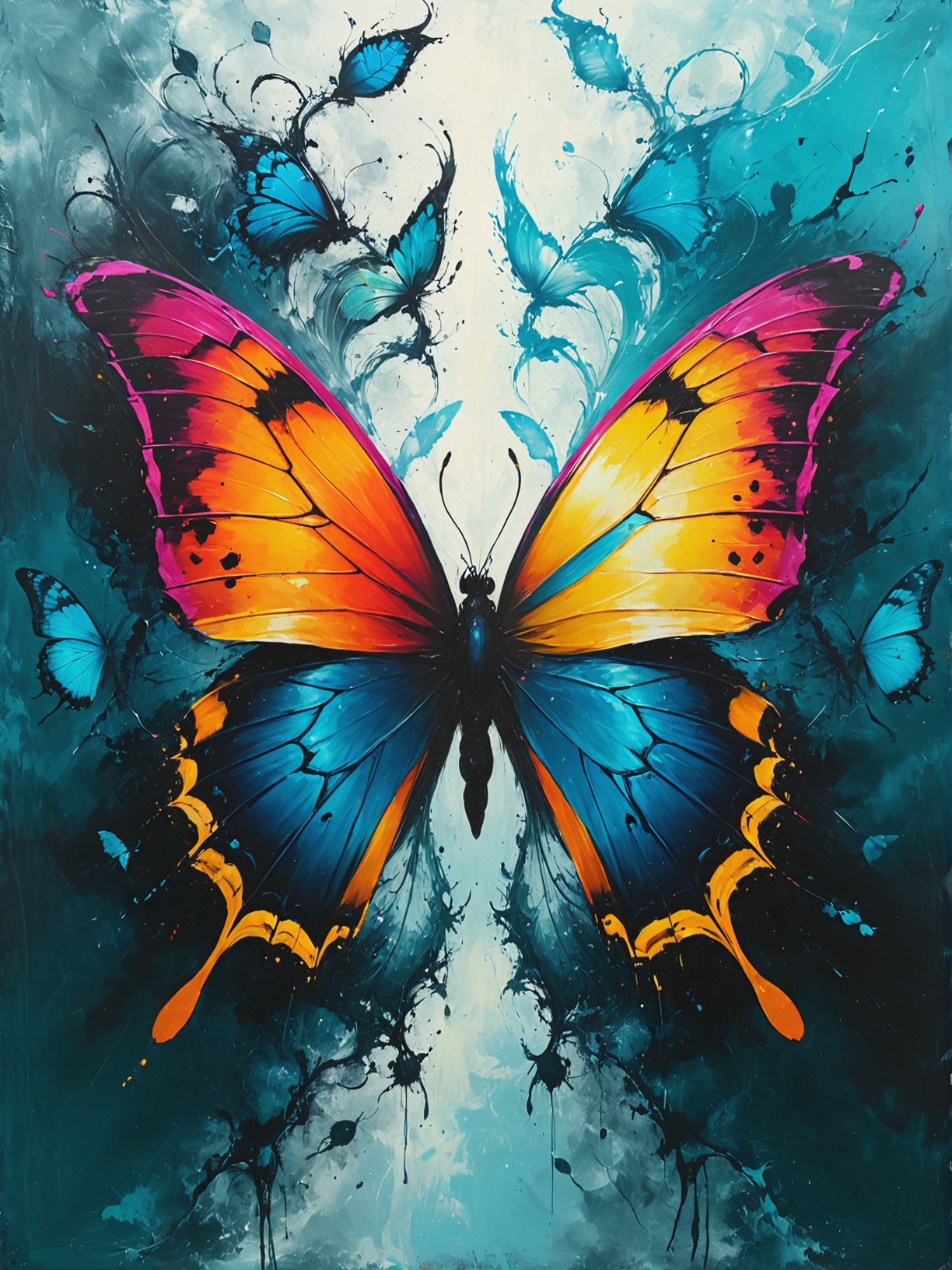 Quantum butterflies unlock parallel doorways, ultra-fine digital painting, <lora:xl_more_art-full_v1:0.3>,  <lora:Desolation:0.6> <lora:gorgoeus_splash_of_vibrant_paint:0.7> Gorgeous splash of vibrant paint