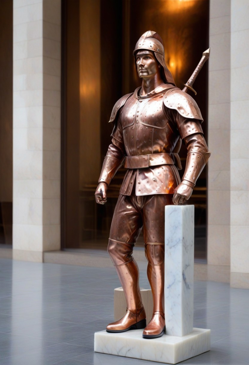 a copper statue of a warrior, muesium, marble church background
BREAK
CivChan