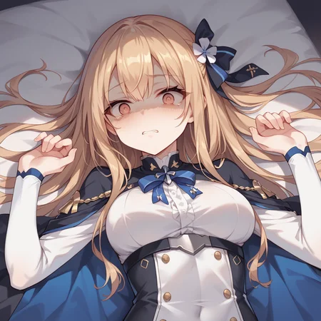 llscore_9, score_8_up, score_7_up, best quality, masterpiece, source_anime, BREAK, 1girl,
<lora:scaredv4:1> scared expression, shaded face , springfield_\(girls'_frontline\), lying, upper body