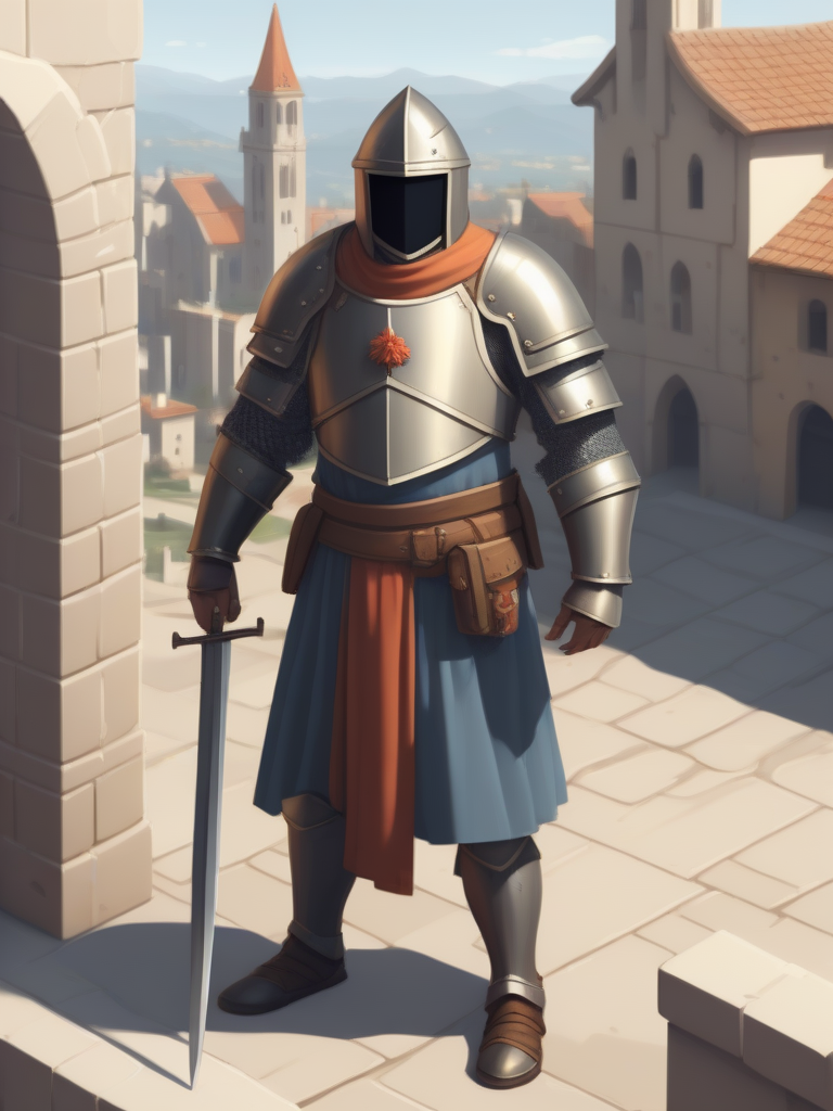 masterpiece,best quality,one soldier, solo, armor,full body,holding sword,city, landscape, isometric style, <lora:isometric-v1:1>