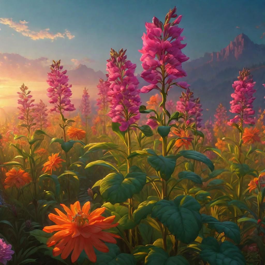 A parody of beautiful flowers, digital art, trending on Artstation by Alena Aenami and Peter Mohrbacher. Octane render 4k UHD image, highly detailed, good lighting, beautiful. epic. masterpiece. high quality resolution HD quality in gouache detailed painting by Greg Rutkowski, Thomas Kinkade. vivid color glow effect. Trending on p <lora:Details:0.85>