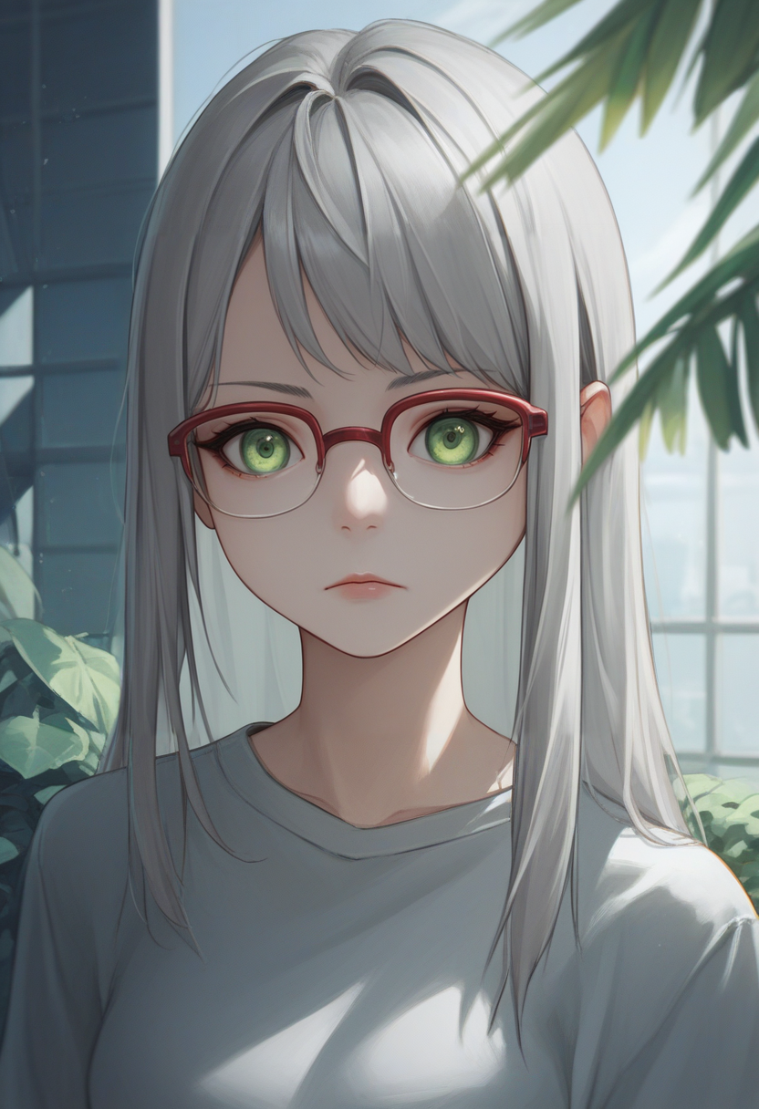 score_9, score_8_up, score_7_up, source_anime BREAK 1girl, solo, <lora:neon-nikke-richy-v1_pdxl:0.8> neonrnd, green eyes, grey hair, bangs, long hair, glasses