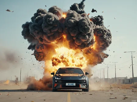zeekr 001,<lora:zeekr 001:1>,
Car accident,explosion,flying though a paradox,cinematic scene,scenery,detailed background,masterpiece,best quality,high quality,highres,absurdres,very detailed,high resolution,sharp,sharp image,8k,multicolored,colorful,vivid,award winning,stunning,amazing,masterpiece,best quality,, masterpiece, best quality,