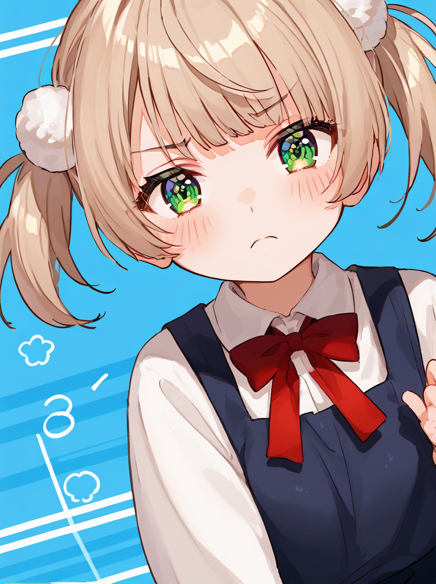 score 9, score 8 up, score 7 up, detailed background, shiny skin,
<lora:uimm.pony:1>,
uichan, 
blush, frown,