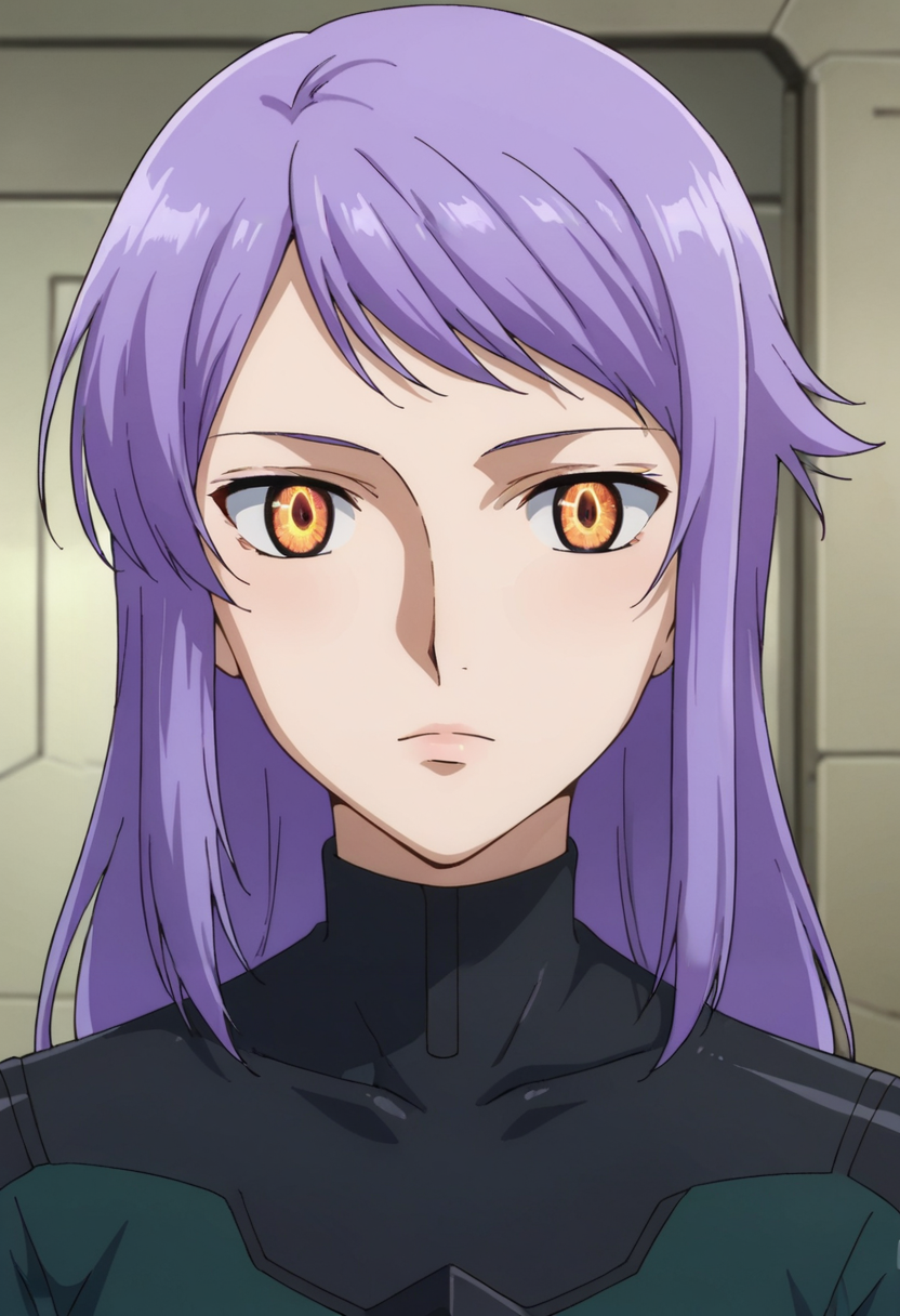 score_9,score_8_up,score_7_up,score_6_up,score_5_up,score_4_up,anime coloring BREAK source_anime,anime,<lora:Anew_Returner_Gundam_00_Pony:0.7>,anew,1girl,solo,innovator eyes,purple hair,long hair,pilot suit,upper_body,