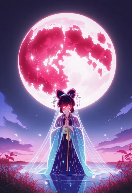 n30n01r, glowing, <lora:NeoNoir:0.6>,
NoGamenoLifeStyle, <lora:No_Game_no_Life IL:0.6>,
4ur4_illu,shiny, <lora:Aura_Phantasy_illu:0.6>,
<lora:spo_sdxl_10ep_4k-data_lora_webui:0.8>,
intricate details, cinematic lighting,ethereal atmosphere, serene riverside at night, full moon casting silver reflections on gently rippling water, a girl in flowing hanfu with delicate embroidery of peonies and lotuses, translucent silk sleeves fluttering in breeze, porcelain-like complexion with subtle blush, luminous eyes gazing pensively at distant horizon, graceful posture with hands clasped gently, surrounded by blossoming cherry trees shedding petals like snowflakes, misty mountains fading into distance, celestial glow illuminating crystalline dewdrops on grass, traditional jade hairpin adorned with pearls, soft focus blending realism and dreamlike quality, muted color palette dominated by moonlit blues and pearlescent whites, subtle ink wash texture overlaying scene, symbolic elements of eternity and transience.