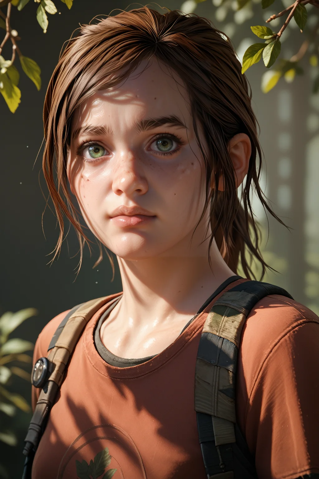 score_9, score_8_up, score_7_up, score_6_up
<lora:TLOUEllie:1.0>
TLOUEllie, 1girl, ponytail, brown hair, green eyes, looking at viewer, portrait
