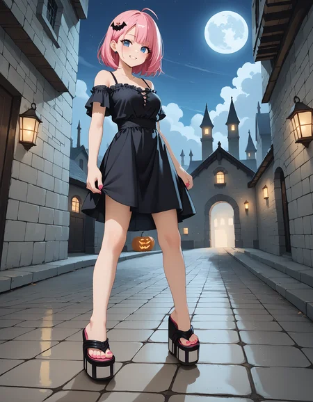 score_9, score_8_up, score_7_up, score_6_up, source_anime,
halloween scene, (from above:0.6), (from side:0.75),
foot focus,
1girl,
standing, feet apart,
dungeon, night dark, fog,
lag00na platform flip flops, (platform footwear:1.3), pink toenail polish,
embedding:zPDXLrl ,
embedding:zPDXL2 ,