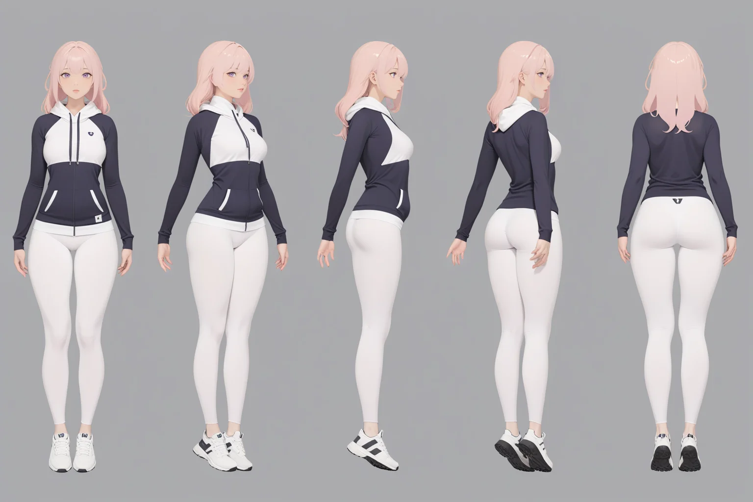 (GENERAL:0), 1girl, masterpiece, best quality, very aesthetic, absurdres, solo, standing,
(VIEWS:0), full body character turnaround of 1girl,
Multiple views of the same character, simple background, white background, multiple views, side view, back view, front view,
hoodie, yoga pants, sneakers,
(hairLength:0), bald,
(hairTexture:0), pointy hair,
(hairstyles:0), twintails hair,
(haircolor:0), pink hair,
(bodyshape:0), Maternal build body,
(ethnic origin:0), Czech,
(skin color:0), Caramel Skin,
(eye color:0), violet eyes,
(theme:0), modern
theme character design,
<lora:BodyTurnXL_v1:.5>
<lora:ClothTurnXLRemix_v1-000004:.38>
<lora:ClothTurnXL_v1:0.38>
<lora:CharTurnXL_v2:0.1>
<lora:xl_more_art-full_v1:.25>,
<lora:Alphonse Mucha Style:.1>, Alphonse Mucha Style page
<lora:å½é£æç»SDXL:.1>