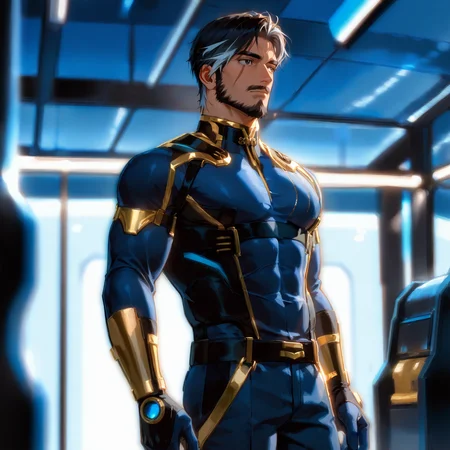 <lora:YHAN:.6>, 1boy,beard,black hair,facial hair,male focus,multicolored hair,muscular,bodysuit,pants,mustache,
cowboy shot, 
(very short hair, beard, bara, mature, facial hair, stubble, beard, full beard, sideburn, beard, a lot of beard, ), facial hair,male focus, muscular male, muscular male, bara, mature,  bara, mature, aixiwuganda_(20222192), very awa, masterpiece, best quality, absurdres, newest, perfect quality, detailed background, intricate details,
<lora:slider_Body Type_alpha1.0_rank4_noxattn_last:3><lora:style_Anime Summer Days 2 Style SDXL_LoRA_Pony Diffusion V6 XL:.6><lora:slider_cfg_scale_boost:.7><lora:Artist6p:.55>, Artist6p, Artist04p,<lora:slider_il_brightness_slider_d1:-1><lora:slider_il_contrast_slider_d1:-1><lora:slider_DarkSlider1.2_alpha1.0_rank16_full_300steps:-.6>