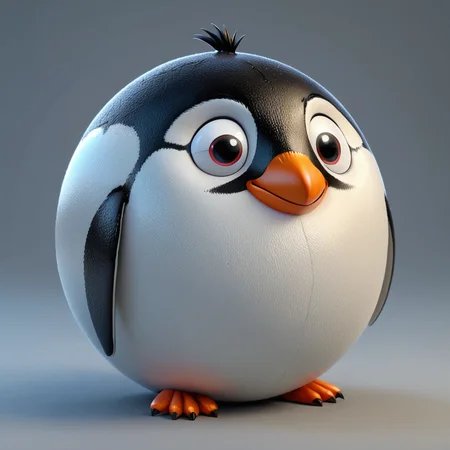 3D render of a sphrml spherical round inflated penguin in the antarctic <lora:spherimal:1>
