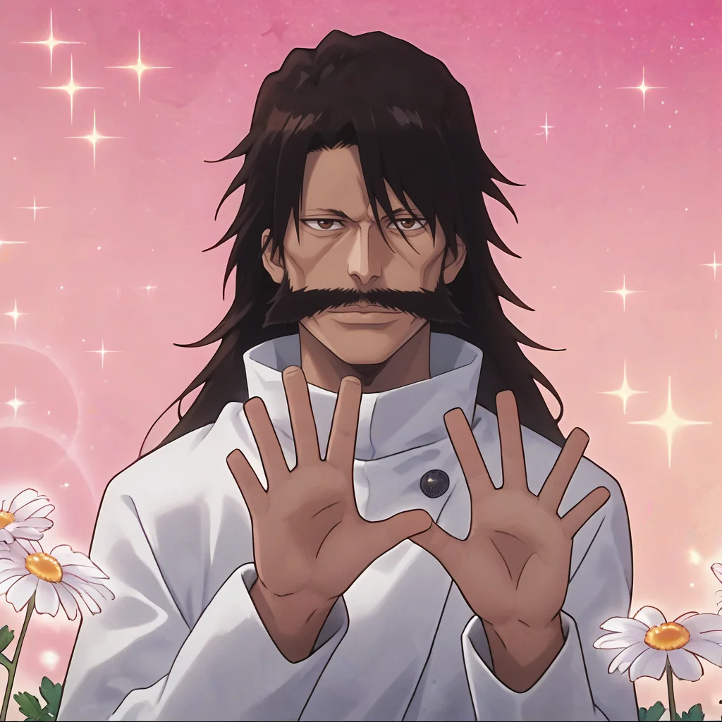 score_9, score_8_up, score_7_up, score_6_up, score_5_up, score_4_up, masterpiece, high quality, detailed
1man, long black hair, dark brown hair, huge mustache, pronounced cheekbones, long nose, thin eyebrows, white boots, brown eyes, maroon-black cloak, broad chin, white uniform, close-up, upper body, <lora:yhwach:1>
<lora:Jujutsu_meme_face:0.8> arms outstretched, tilted torso, open hand gesture, leaning forward, one leg raised, pink gradient background, sparkles, bokeh effect, flowers, soft lighting