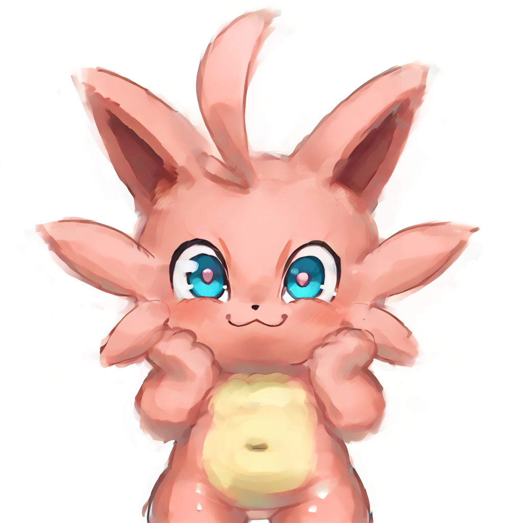 <lora:yumenotamborin:1>
 <lora:Cattiva_PDXL:0.8> cattiva, pink body, yellow belly, blue eyes