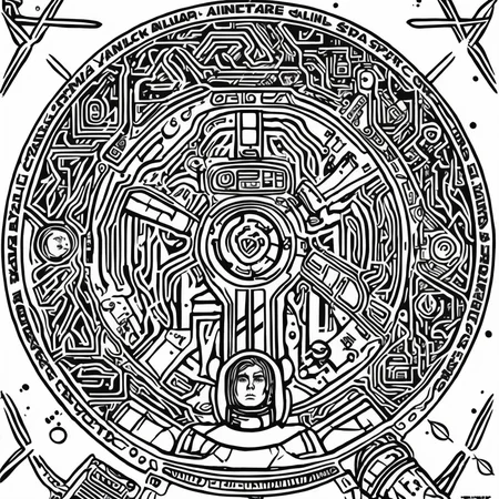 textless, best quality, line art adventure (military space viking:1.2)