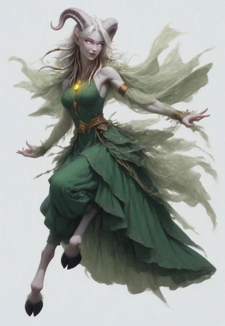 (absurdres, highres, best quality, masterpiece:1.4), 
score_9, score_8_up, score_7_up, score_6_up, 
detailed, 
detailed body, 
detailed face, 

(culDraenei, 
female, 
purple eyes, 
no sclera, 
no pupils, 
athletic, 
tall, 
slim, 
pale skin,
grey skin, 
long ears),

loose long green dress,  
yellow pendant, 
sleeveless, 

cheerful, 
(((full body))), 
posing, 
floating, 

(((white background, plain background))), 
(((no objects in background)))
