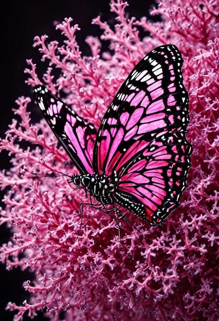 straw butterfly is sitting on a purple flower, macro photography,