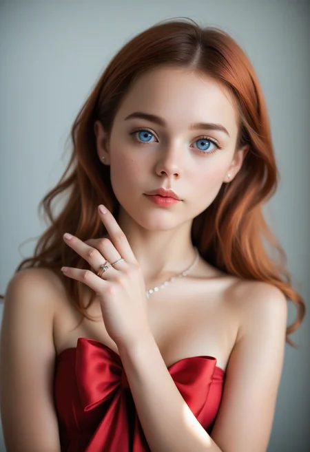 score_9, score_8_up, score_7_up, source_photo, 8k analog photo, (realistic:1.2), best studio quality, masterpiece, super realistic, extreme cinematic,beautiful soft light, aesthetic, hight detailed realistic light and shadows,  realistic light aberration, redhead girl, ribbons, necklace, rings on fingers, hight quality detailed perfect skin, polychromatic heterochromic red-blue eye contact, <lora:age_slider_v4:-1>,  <lora:sdxl_photorealistic_slider_v1:4>, <lora:Cinematic Hollywood Film:1>