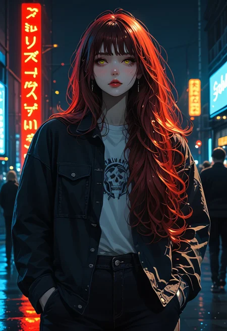 safe_Pos, score_9, score_8_up, score_7_up, Expressiveh, source_anime, s1_dram, uk1h4j1m3, g4n1m3, jsyu_style, IIIIIIIIIIIIIIIIIIIIIIIIIIIIIIIIIIIIIIII,
1girl, red hair, very long hair, yellow eye, plump, hands down, looking side direction, hands in pockets, pants, drunk, (uekura eku), (nocopyrightgirl), (ilya kuvshinov), limited palette, monochrome, masterpiece, best quality, very aesthetic, absurdres, highres, very awa, newest, neon lights